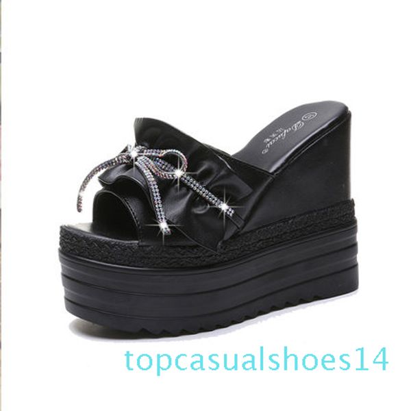 female 2019 new summer fashion bow wild waterproof platform slope with a word sandal, Black
female 2019 new summer fashion bow wild waterproof platform slope with a word sandal, Black