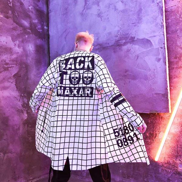 designer original men long sleeve plaid shirts fashion button slim fit shirt for men hip hop blouse punk clothes robe tee shirt, White;black 
designer original men long sleeve plaid shirts fashion button slim fit shirt for men hip hop blouse punk clothes robe tee shirt, White;black