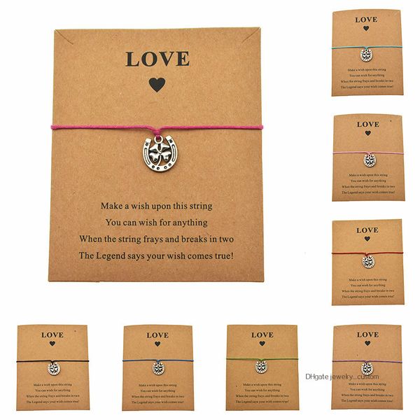 lucky horseshoe four leaf clover charms bracelets love cards adjustable handmade jewelry women men lover's friendship gifts, Golden;silver 
lucky horseshoe four leaf clover charms bracelets love cards adjustable handmade jewelry women men lover's friendship gifts, Golden;silver