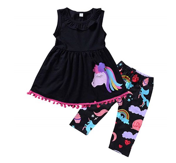 2-7t toddler girl clothes set sleeveless shirt cropped pants outfits clothes set, White
2-7t toddler girl clothes set sleeveless shirt cropped pants outfits clothes set, White