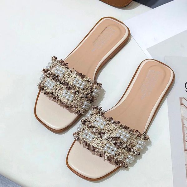elegant women's summer fashion open toe breathable slippers pearl flat slip-on plus size indoor outdoor flip-flops beach shoes, Black
elegant women's summer fashion open toe breathable slippers pearl flat slip-on plus size indoor outdoor flip-flops beach shoes, Black