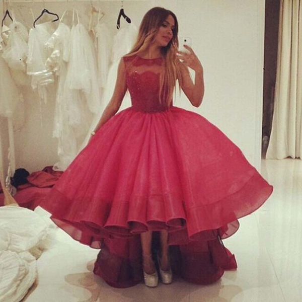 puffy high low prom dresses sheer neck sleeveless beaded sequins lace appliques short front long back formal party gowns, Black
puffy high low prom dresses sheer neck sleeveless beaded sequins lace appliques short front long back formal party gowns, Black