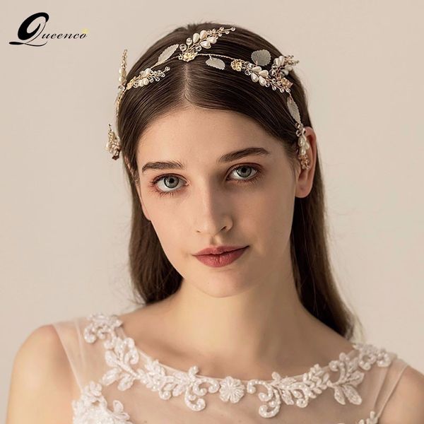 handmade gold hair band pearl ribbon wedding headbands romantic bridal pageant head pieces for women tiaras jewelry, Golden;white
handmade gold hair band pearl ribbon wedding headbands romantic bridal pageant head pieces for women tiaras jewelry, Golden;white