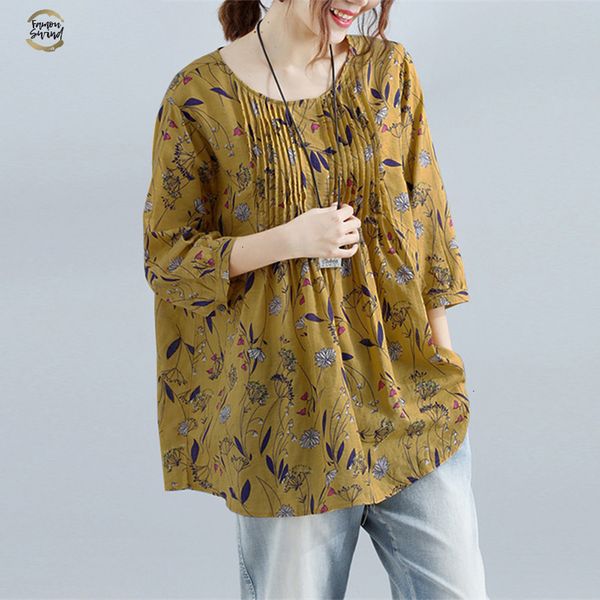 plus size2019 summer women blouse loose floral print shirt linen cotton 3 4 sleeve blusa feminina casual camisa, White
plus size2019 summer women blouse loose floral print shirt linen cotton 3 4 sleeve blusa feminina casual camisa, White