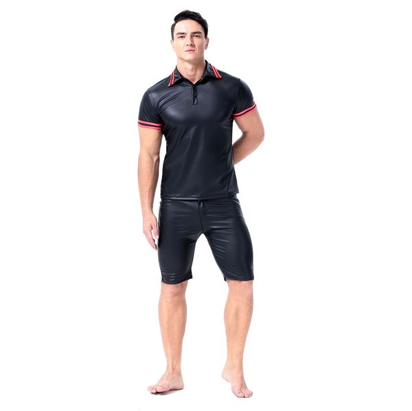 pu leather black striped blouse slim fit short sleeve turn-down collar shirt mens clothing cool mens casual shirts, White;black
pu leather black striped blouse slim fit short sleeve turn-down collar shirt mens clothing cool mens casual shirts, White;black