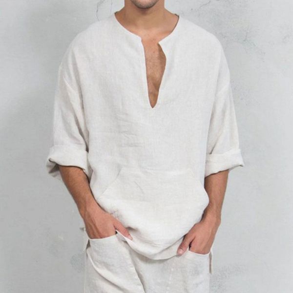 summer fashion men autumn long sleeve shirts blouses loose casual soft linen v-neck shirt solid color clothes, White;black
summer fashion men autumn long sleeve shirts blouses loose casual soft linen v-neck shirt solid color clothes, White;black