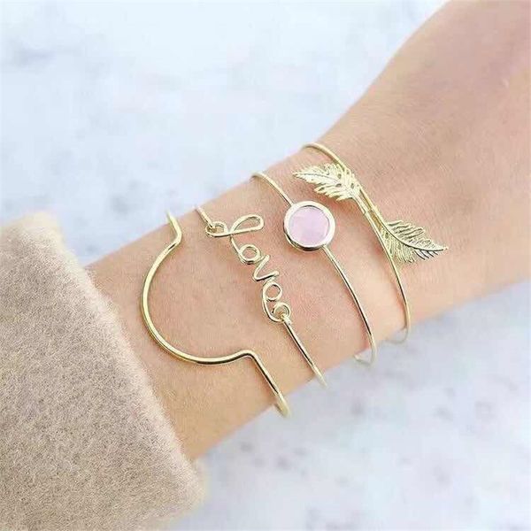 jewelry europe and america fashion simple leaves love english letters opal bracelet combination four-piece jewelry, White
jewelry europe and america fashion simple leaves love english letters opal bracelet combination four-piece jewelry, White