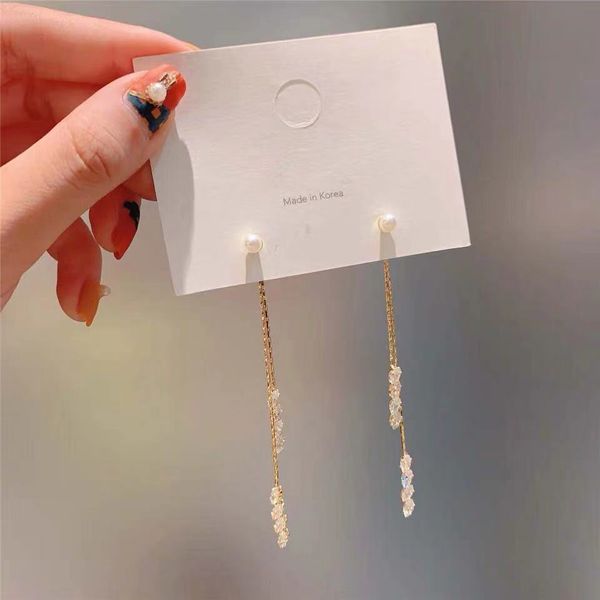 south korea dongdaemun s925 silver needle elegant cross earrings womens long tassel earrings suitable for round face, Golden
south korea dongdaemun s925 silver needle elegant cross earrings womens long tassel earrings suitable for round face, Golden
