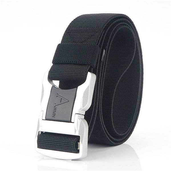 elastic trousers belt men aluminum alloy silver safety buckle army belt tactical designer canvas nylon belts long waist new, Black;brown
elastic trousers belt men aluminum alloy silver safety buckle army belt tactical designer canvas nylon belts long waist new, Black;brown