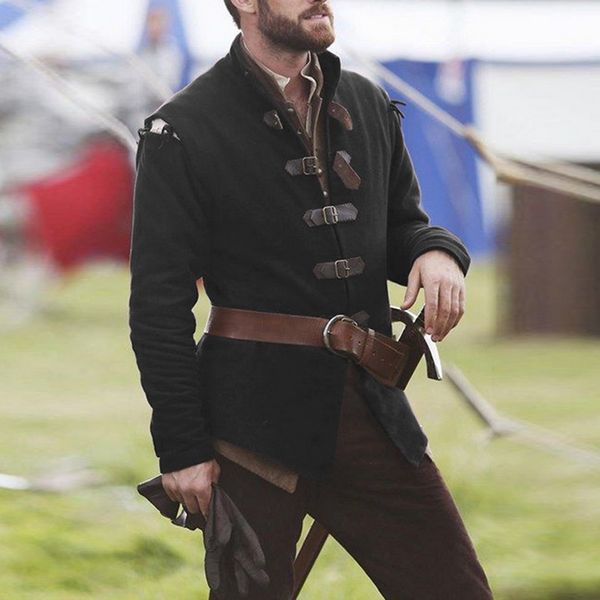 jacket coat men medieval classic officer leather buckle casual trench coat vintage british gothic long sleeve jacket, Black;brown
jacket coat men medieval classic officer leather buckle casual trench coat vintage british gothic long sleeve jacket, Black;brown