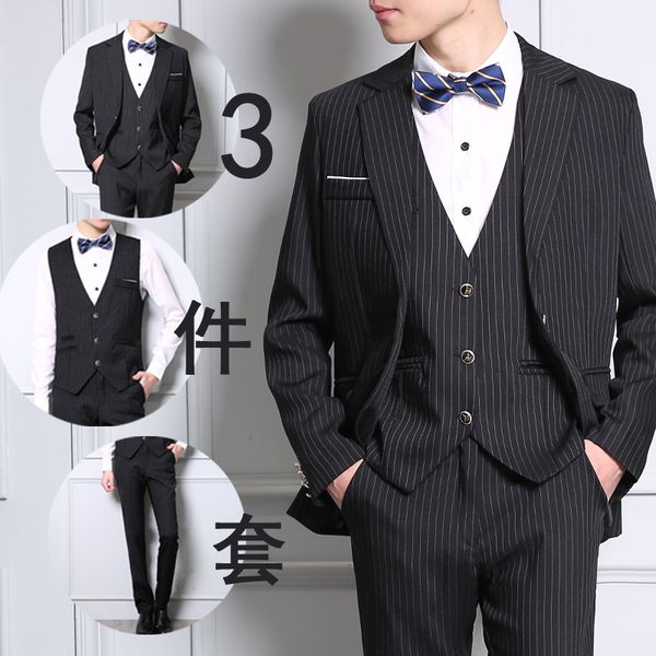 men's suits & blazers ( jacket + vest pants ) fashion striped suit three-piece business casual slim customization, White;black
men's suits & blazers ( jacket + vest pants ) fashion striped suit three-piece business casual slim customization, White;black