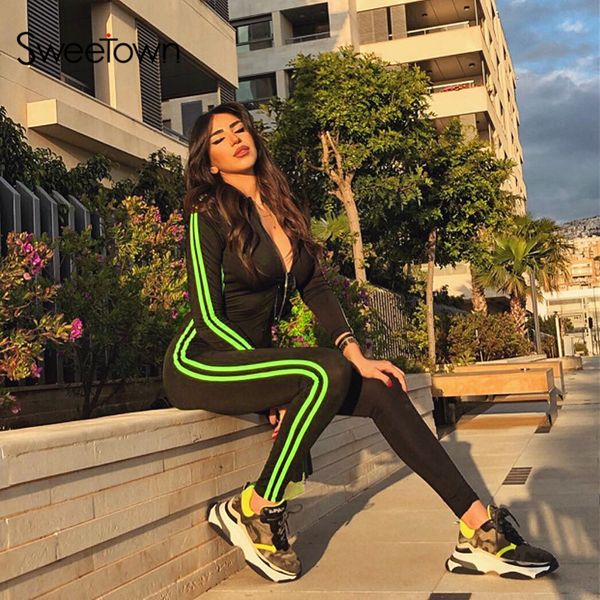 sweetown side striped fitness rompers womens jumpsuit sporty long sleeve active wear black autumn winter jumpsuits long, Black;white
sweetown side striped fitness rompers womens jumpsuit sporty long sleeve active wear black autumn winter jumpsuits long, Black;white