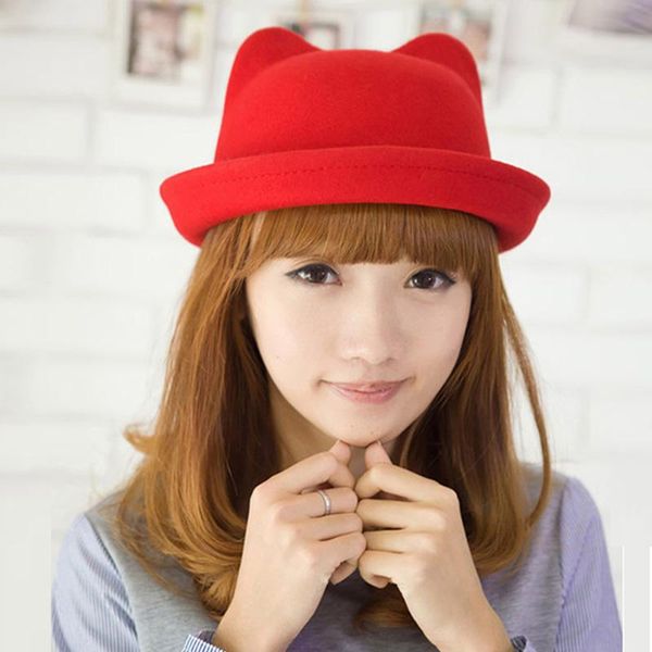 brand new fedoras cat ear women hats faux wool fabric spring caps lady solid color fedoras autumn dress chapeau bombetta winter rkeuz, White
brand new fedoras cat ear women hats faux wool fabric spring caps lady solid color fedoras autumn dress chapeau bombetta winter rkeuz, White