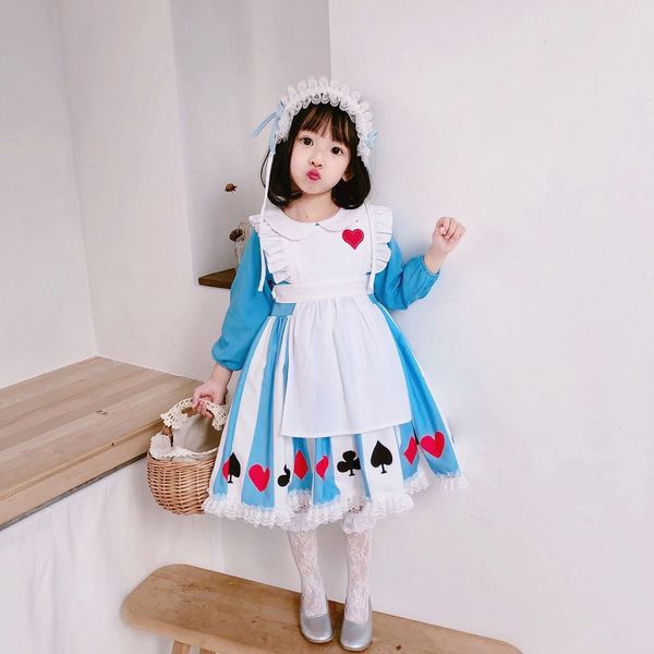 baby girls kawaii lolita dress children kids long sleeve two-piece alice princess dress maid japanese lolita vintage, Blue 
baby girls kawaii lolita dress children kids long sleeve two-piece alice princess dress maid japanese lolita vintage, Blue