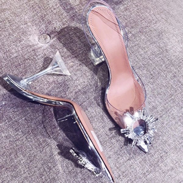 women's transparent sandals with pointed toes xia 2019 new word with water diamond baotou heels, Black
women's transparent sandals with pointed toes xia 2019 new word with water diamond baotou heels, Black