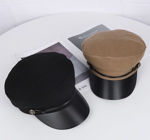 2020 autumn new style flat hat korea east gate button leather color matching navy hat british retro newspaper boy hat man, Blue;gray
2020 autumn new style flat hat korea east gate button leather color matching navy hat british retro newspaper boy hat man, Blue;gray