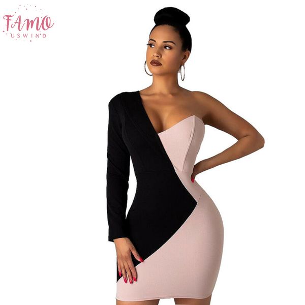 2020 fashion women elegant dress bodycon long sleeve one shoulder evening party club mini dresses patchwork ladies clothes, Black;gray
2020 fashion women elegant dress bodycon long sleeve one shoulder evening party club mini dresses patchwork ladies clothes, Black;gray