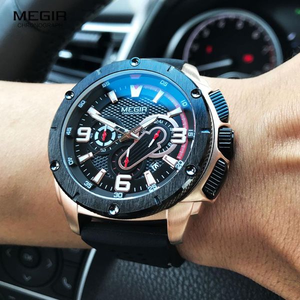 megir 2020 men's watches brand waterproof chronograph quartz watch men silicone strap army sport luminous wristwatch, Slivery;brown
megir 2020 men's watches brand waterproof chronograph quartz watch men silicone strap army sport luminous wristwatch, Slivery;brown