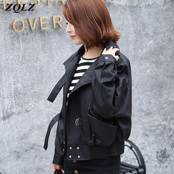 zqlz 2019 spring autumn women faux soft leather jacket long sleeve biker coat motorcycle pu leather jackets coats female, Black
zqlz 2019 spring autumn women faux soft leather jacket long sleeve biker coat motorcycle pu leather jackets coats female, Black