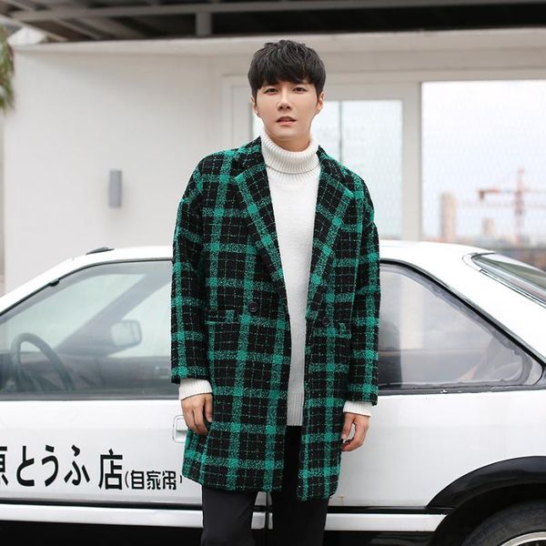 ewq / men's wear 2020 autumn winter coat for male vintage green plaid woolen coat new medium and long korean clothes tide9y3192, Black
ewq / men's wear 2020 autumn winter coat for male vintage green plaid woolen coat new medium and long korean clothes tide9y3192, Black