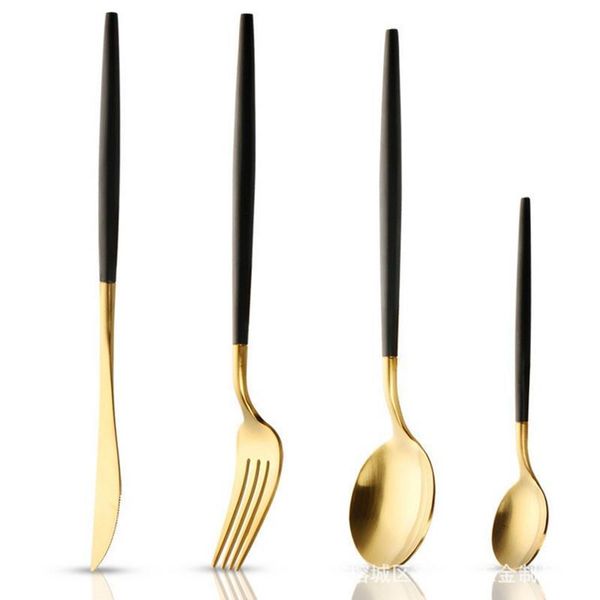 24-pieces black gold cutlery set matte dinnerware set forks knives scroops 18 10 stainless steel black gold silverware set
24-pieces black gold cutlery set matte dinnerware set forks knives scroops 18 10 stainless steel black gold silverware set