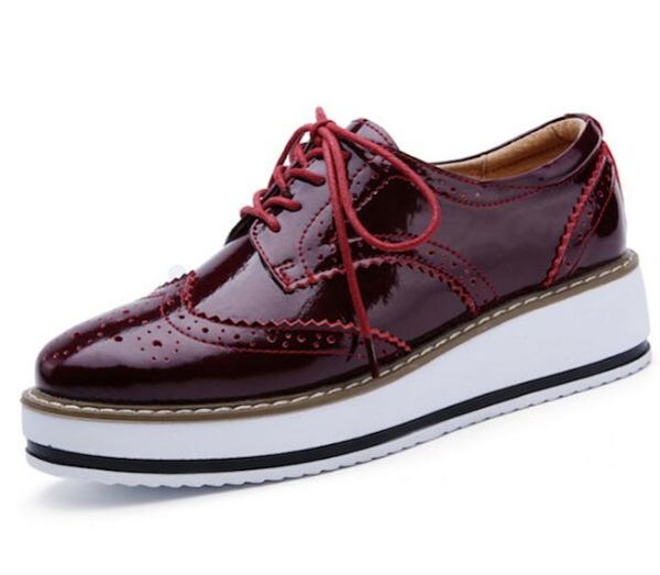 platform oxfords brogue flats shoes patent leather lace up pointed toe brand beige creepers breathable vintage shoes, Black
platform oxfords brogue flats shoes patent leather lace up pointed toe brand beige creepers breathable vintage shoes, Black