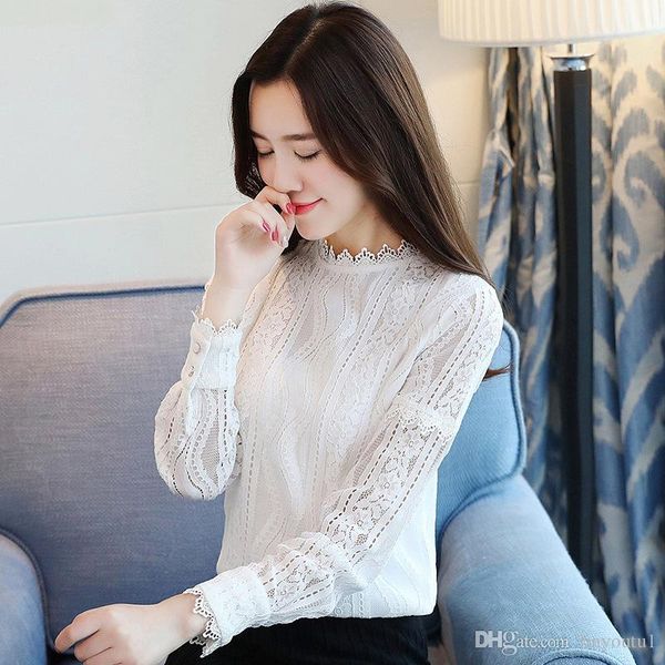2020 autumn winter fashion lace blouse long sleeve slim body lace shirt women elegant plus size lace top, White
2020 autumn winter fashion lace blouse long sleeve slim body lace shirt women elegant plus size lace top, White