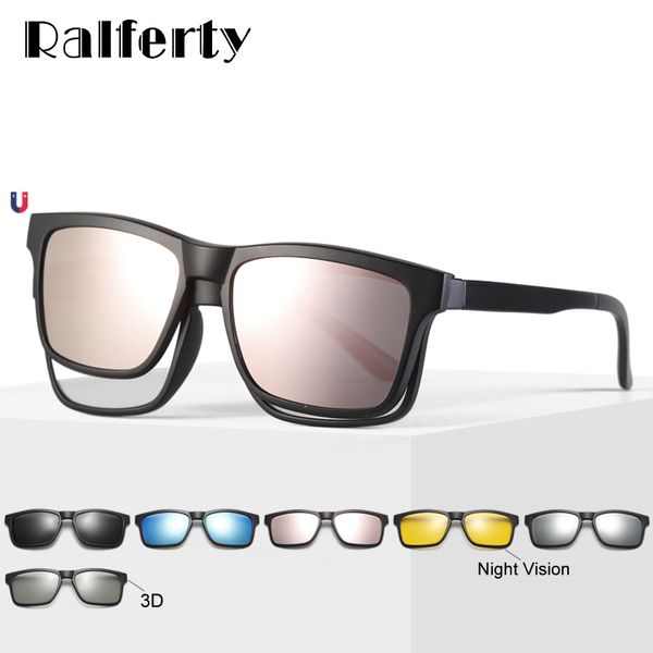 ralferty polarized magnet sunglasses women men clip on glasses square optic myopia spectacle pink 6 in 1 eyeglass frames a2202 y200420, White;black 
ralferty polarized magnet sunglasses women men clip on glasses square optic myopia spectacle pink 6 in 1 eyeglass frames a2202 y200420, White;black