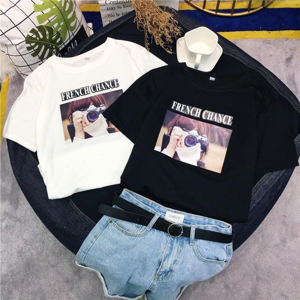 2019 spring and summer new women's sleeves t-shirt slim thin breathable r043, White
2019 spring and summer new women's sleeves t-shirt slim thin breathable r043, White