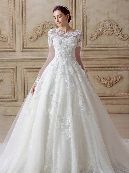 2019 sequins appliques lace long sleeves wedding dresses backless wedding bridal gowns robe de mariage plus size customed, White
2019 sequins appliques lace long sleeves wedding dresses backless wedding bridal gowns robe de mariage plus size customed, White