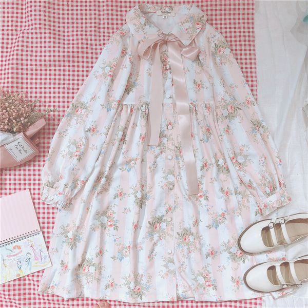 casual dresses rose print dress long sleeve bow girl literary female vintage floral sweet lolita, Black;gray
casual dresses rose print dress long sleeve bow girl literary female vintage floral sweet lolita, Black;gray