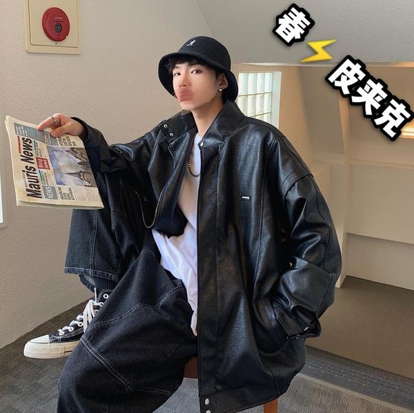 2019 autumn and winter new youth popular stand-up collar leather jacket jacket fashion casual solid color loose shirt black m-xl, Black;brown
2019 autumn and winter new youth popular stand-up collar leather jacket jacket fashion casual solid color loose shirt black m-xl, Black;brown