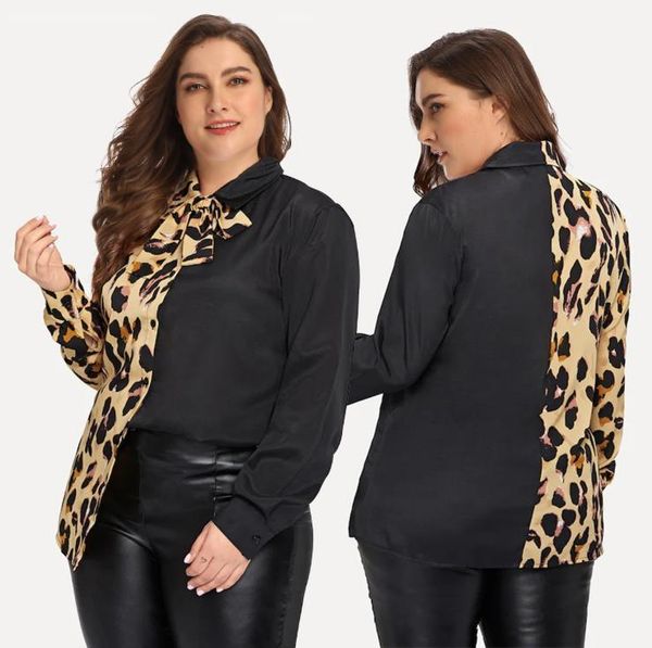 print shirts spring designer bow lapel neck long sleeve blouses plus size loose ol fashion clothes womens leopard panelled, White
print shirts spring designer bow lapel neck long sleeve blouses plus size loose ol fashion clothes womens leopard panelled, White