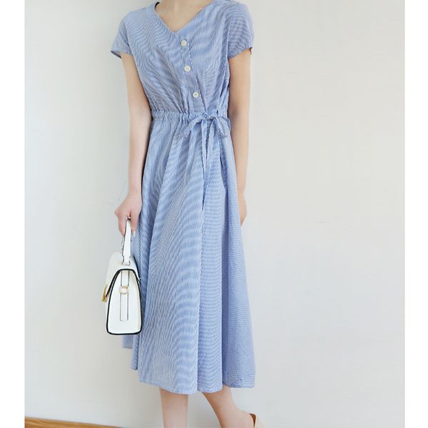 french hipster pure cotton blue and white striped skirt lace dress summer 2020 women's dress, Black;gray
french hipster pure cotton blue and white striped skirt lace dress summer 2020 women's dress, Black;gray