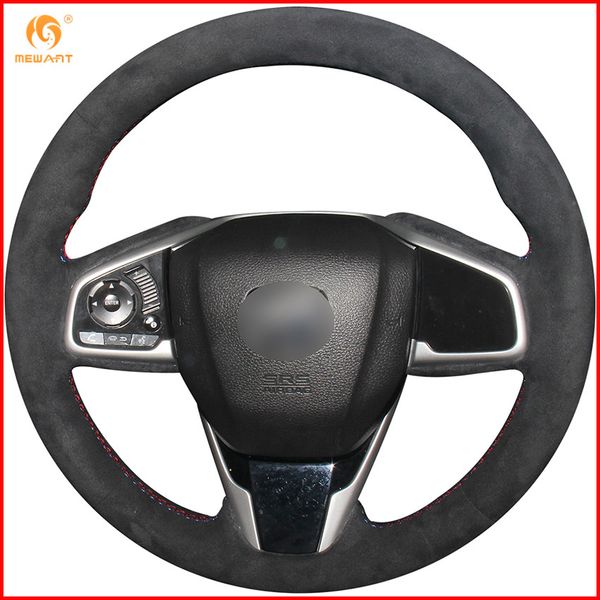 

mewant black suede car steering wheel cover for civic civic 10 2016 2017 2018 crv cr-v 2017 interior accessories parts