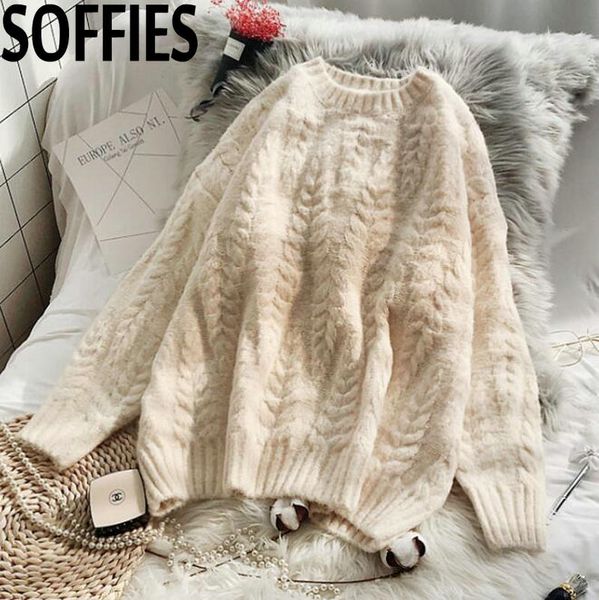 women's sweaters sweater woman pullover 2021 jacket knitting thickening oversize solid color loose knit jumper, White;black
women's sweaters sweater woman pullover 2021 jacket knitting thickening oversize solid color loose knit jumper, White;black
