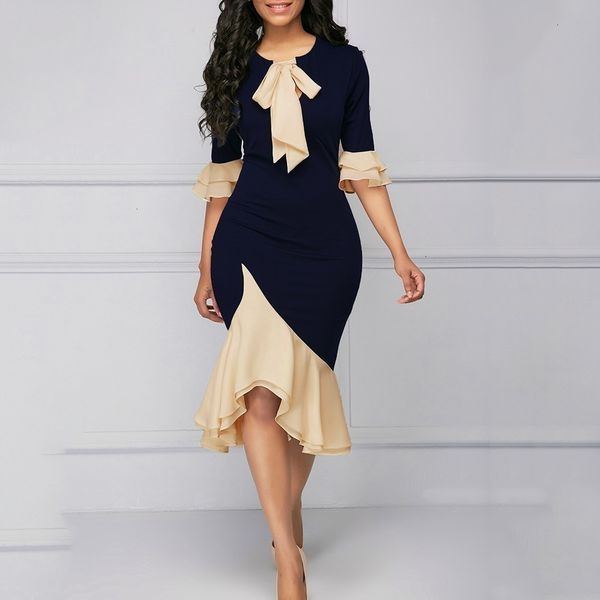 womens dress summer dresses women elegant office mermaid flare sleeve bow collar falbala girls female dress designer clothes, Black;gray
womens dress summer dresses women elegant office mermaid flare sleeve bow collar falbala girls female dress designer clothes, Black;gray