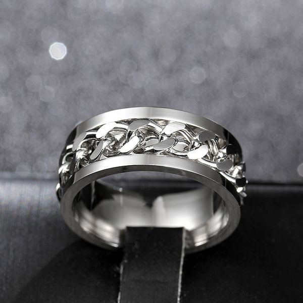 8mm stainless steel chain ring for men and women, Slivery;golden