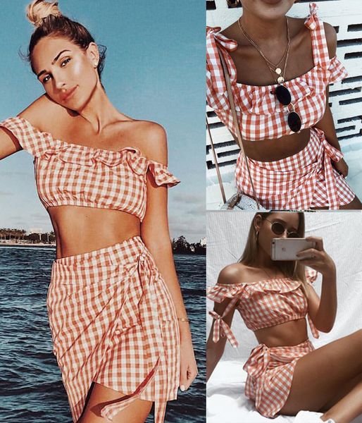 slash neck designer women tracksuits ruffle plaid print irregular skirts ladies sweet 2 piece dress casual fashion womens tracksuits, White
slash neck designer women tracksuits ruffle plaid print irregular skirts ladies sweet 2 piece dress casual fashion womens tracksuits, White