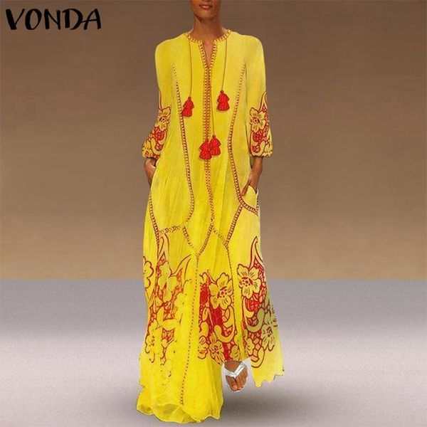 bohemian dress vonda women'sundress v neck long sleeve printed maxi long dress casual loose party plus size beach vestidos, Black;gray
bohemian dress vonda women'sundress v neck long sleeve printed maxi long dress casual loose party plus size beach vestidos, Black;gray