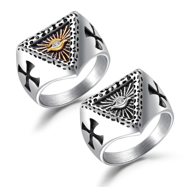 vintage selling mens stainless steel christian holy cross eye of god rings set religious jewelry gifts for him, Silver
vintage selling mens stainless steel christian holy cross eye of god rings set religious jewelry gifts for him, Silver