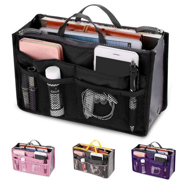 

women foldable organizer handbag travel bag large capacity insert liner purse organiser pouch lady bag