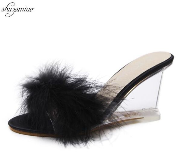 3 color female slipper 35-40 women shoes slides ultra-high-heeled 8.5cm feather wedges crystal transparent wedding shoes, Black
3 color female slipper 35-40 women shoes slides ultra-high-heeled 8.5cm feather wedges crystal transparent wedding shoes, Black