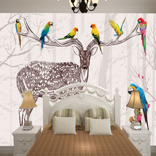 modern minimalist forest elk with birds bedroom living room wallpaper tv background wall custom non-woven 3d wall covering
modern minimalist forest elk with birds bedroom living room wallpaper tv background wall custom non-woven 3d wall covering