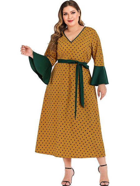 ladies large size fashion dress new 2019 large size yellow polka dot print dress v-neck flare sleeve casual loose lace, Black;gray
ladies large size fashion dress new 2019 large size yellow polka dot print dress v-neck flare sleeve casual loose lace, Black;gray