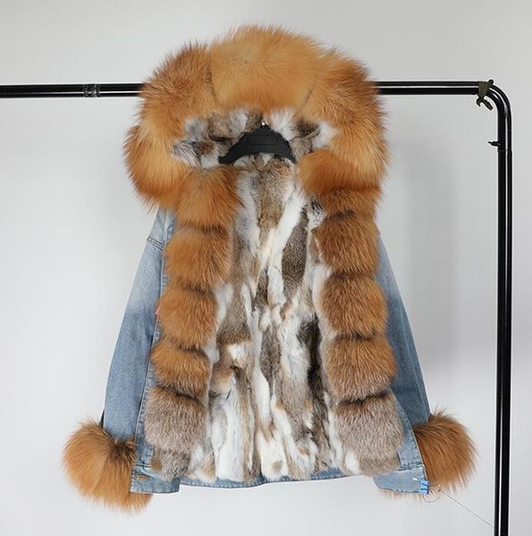 maomaokong brand parka threshold and khaki white rabbit fur lining demin mini women parkas outdoor brown fox fur trim, Black
maomaokong brand parka threshold and khaki white rabbit fur lining demin mini women parkas outdoor brown fox fur trim, Black