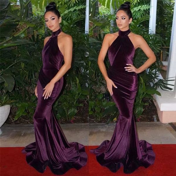 fashion purple velvet mermaid evening dresses halter backless sweep train special occasion dress plus size long prom gowns, Black;red
fashion purple velvet mermaid evening dresses halter backless sweep train special occasion dress plus size long prom gowns, Black;red