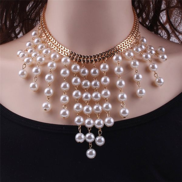 luokey exaggerated wedding imitation pearl choker necklace for women layered chunky chain statement jewelry choker collar, Golden;silver
luokey exaggerated wedding imitation pearl choker necklace for women layered chunky chain statement jewelry choker collar, Golden;silver