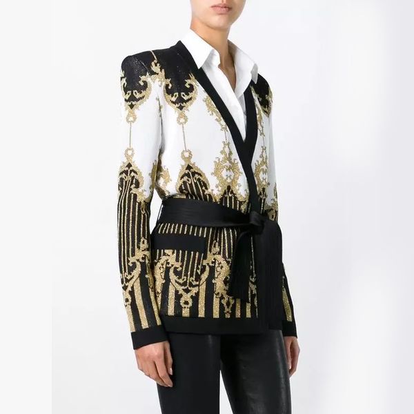 2017 winter runway vintage designer chic knitting sweater women jacket pattern gold thread lady wool party cardigan outer coat, White;black
2017 winter runway vintage designer chic knitting sweater women jacket pattern gold thread lady wool party cardigan outer coat, White;black