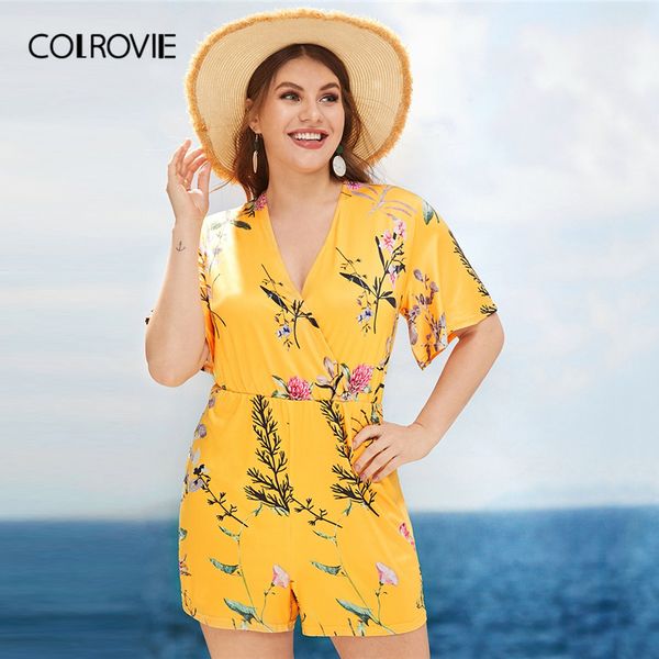 colrovie plus size yellow floral print v-neck romper women 2019 summer boho short sleeve female plus size fashions playsuits, Black;white
colrovie plus size yellow floral print v-neck romper women 2019 summer boho short sleeve female plus size fashions playsuits, Black;white